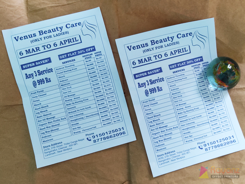 Beauty Care only for Ladies Pamphlet Printing Sample
