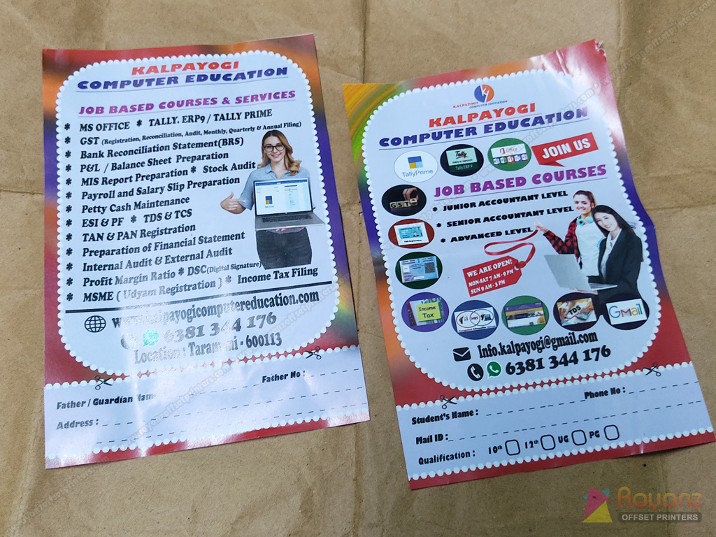 Computer education pamphlet multicolor printing sample