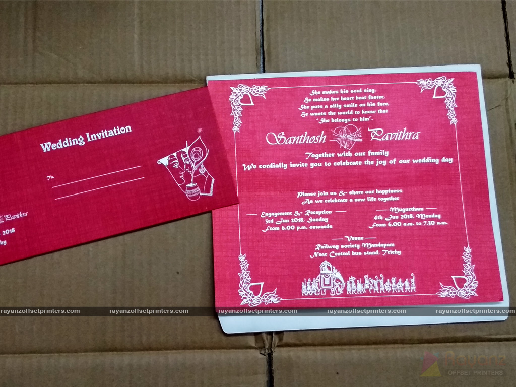 Exquisite Ready-Made Wedding Card Design - Silver Color Screen Printing Elegant Ready-Made Wedding Card Design - Silver Color Screen Printing Sample