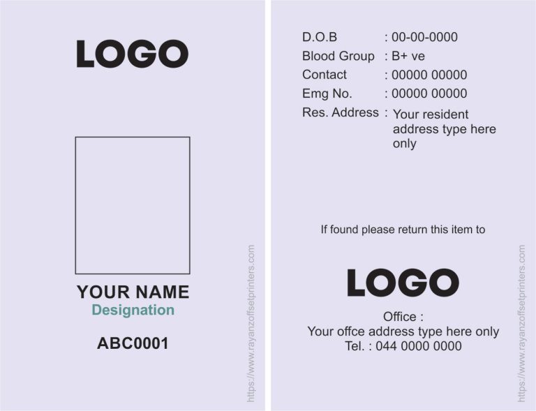 ID Card Format PDF Free Download | ID Card Design | Template