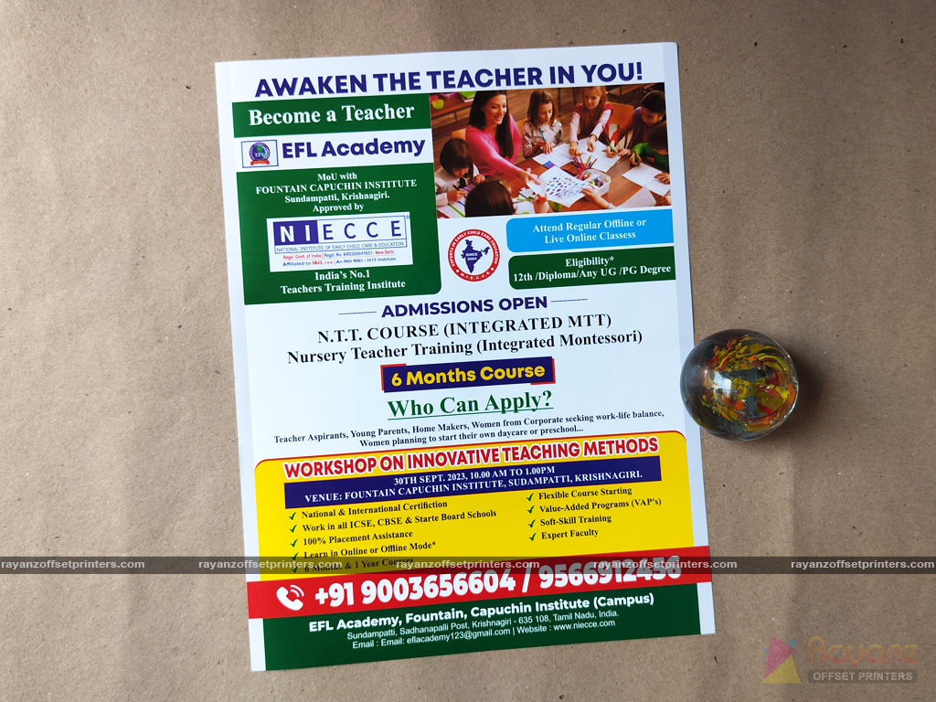 Teacher training course leaflet & flyer sample