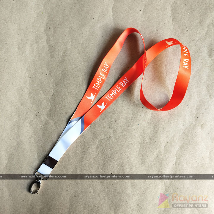 20mm Lanyard Tag multicolor printing with orange and white color sample.