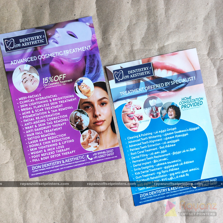 Dental Clinic Pamphlet Printing Chennai with multicolor healthcare flyer design