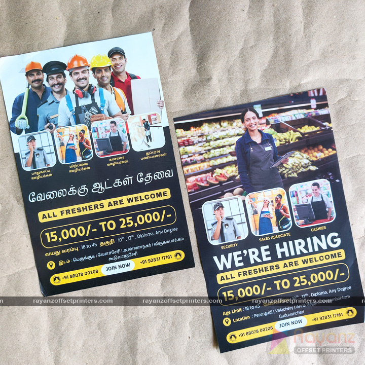 Hiring Jobs Service Flyer Printing Chennai with recruitment and vacancy promotion design