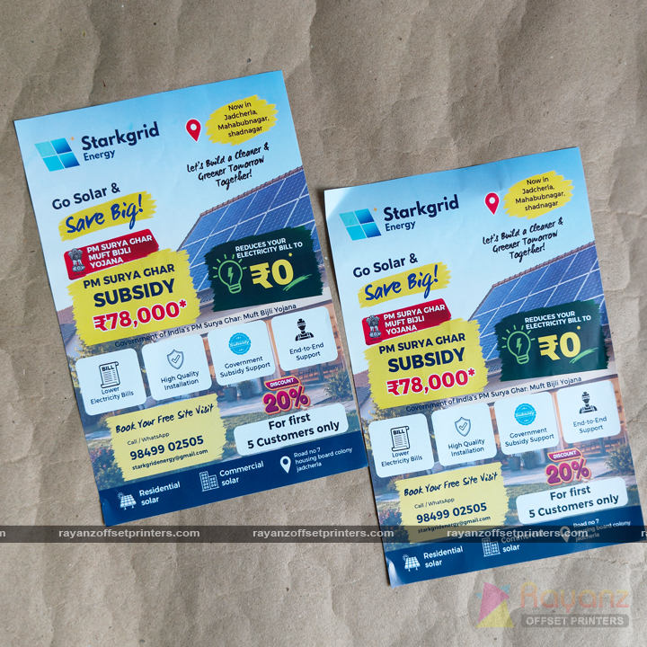 Boost Solar Sales with 5 Powerful Benefits of A5 Solar Pamphlet Printing in Chennai – Order Today! 1 A5 solar pamphlet printing in Chennai featuring solar panels and installation offers